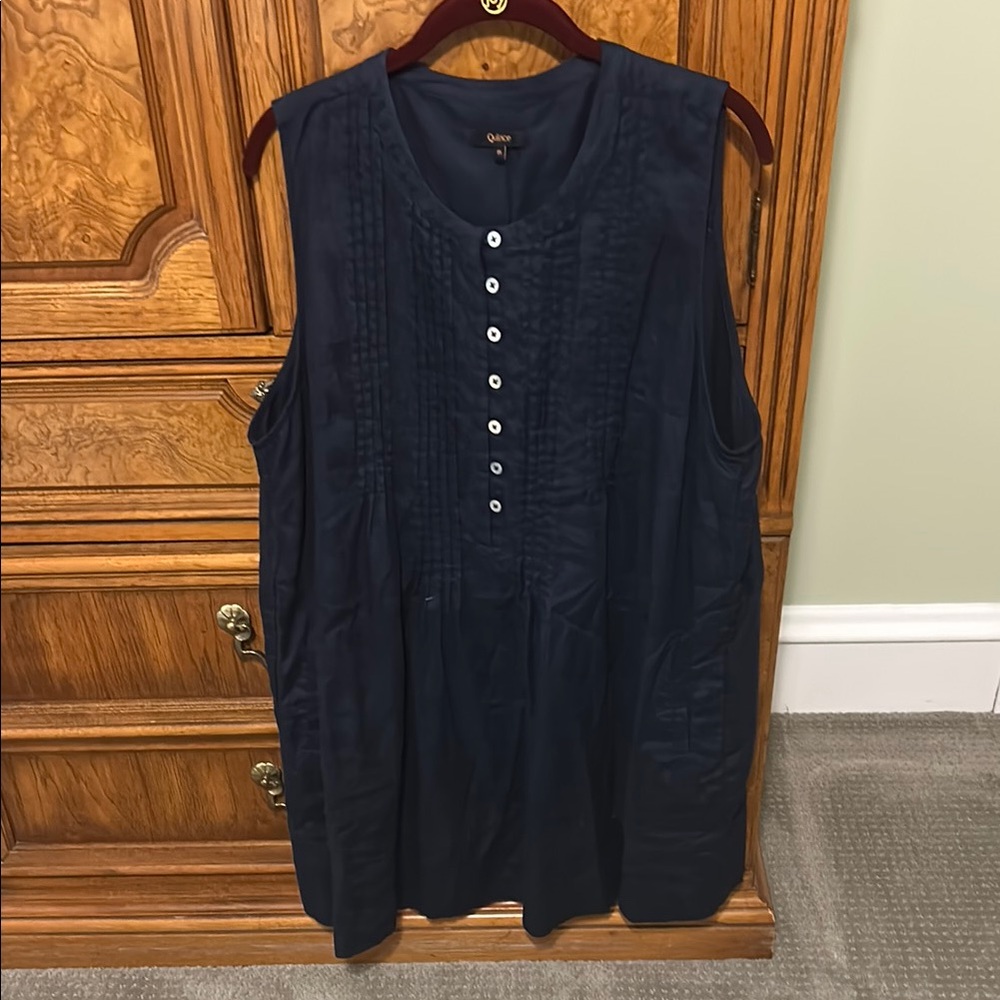 QUINCE Navy Plus European Linen 👗 Dress